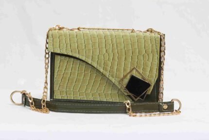 Women Green Skin With Golden Chain Bag