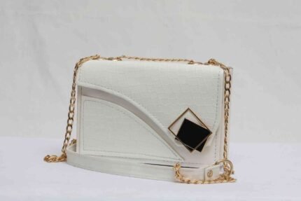 Women White Skin With Golden Chain Bag